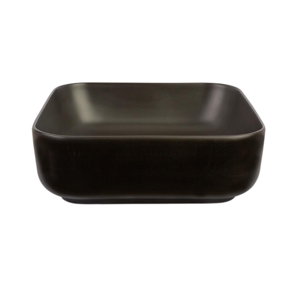 Cuba para Banheiro de Apoio Louça Quadrada Preta 39x14cm Viena Addra