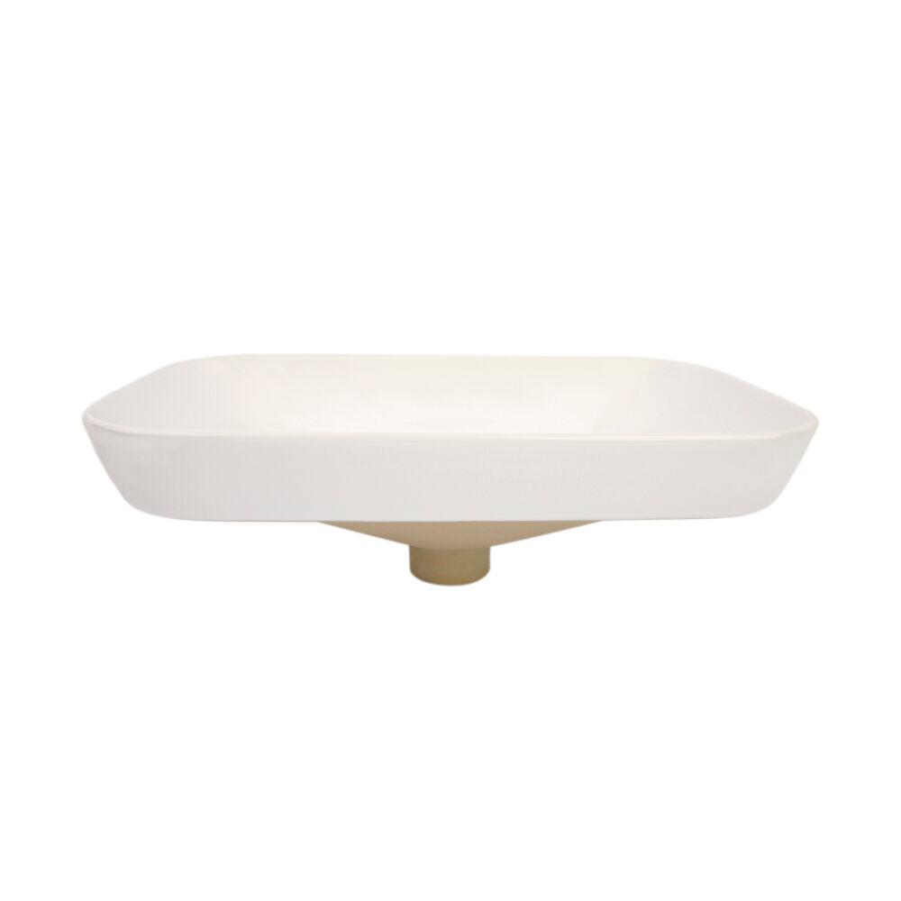 Cuba para Banheiro de Semi Encaixe Louça Retangular Branca Londres 52x36x16cm Addra