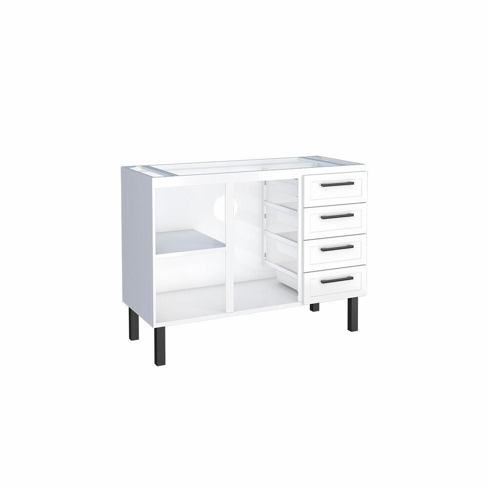 Balcão Cozinha 1,20m Juno Aço Branco Cozimax