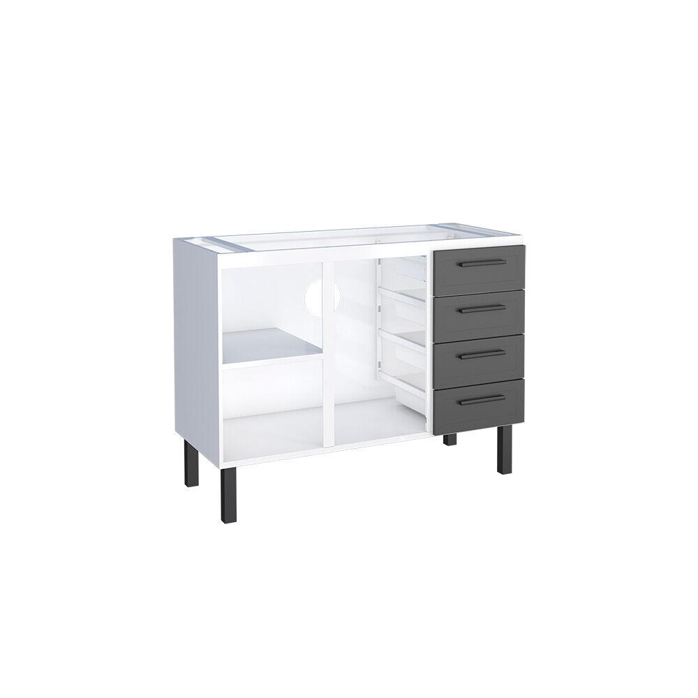 Balcão Cozinha 1,20m Juno Aço Preto Cozimax