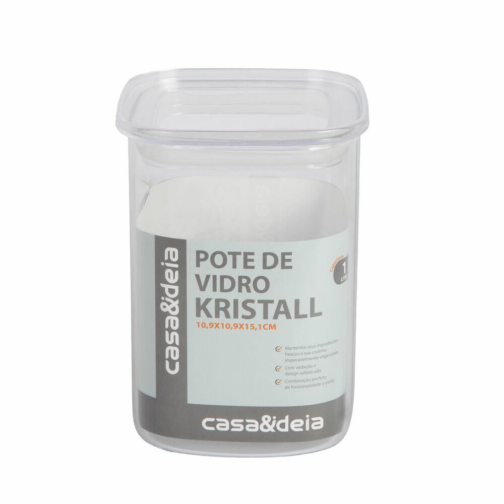 Pote Vidro 1l Kristall Transparente Com Tampa Casa&ideia