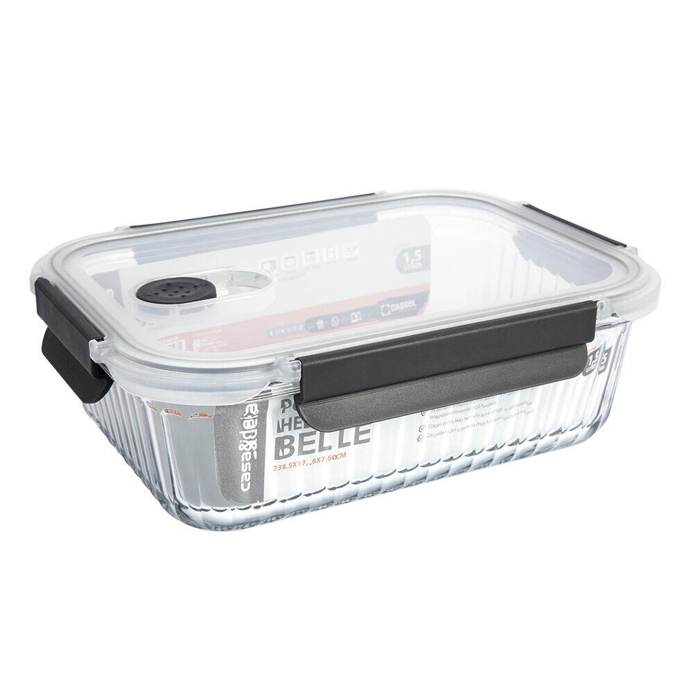 Pote Vidro Hermético 1,5l Belle Transparente Com Tampa Casa&ideia