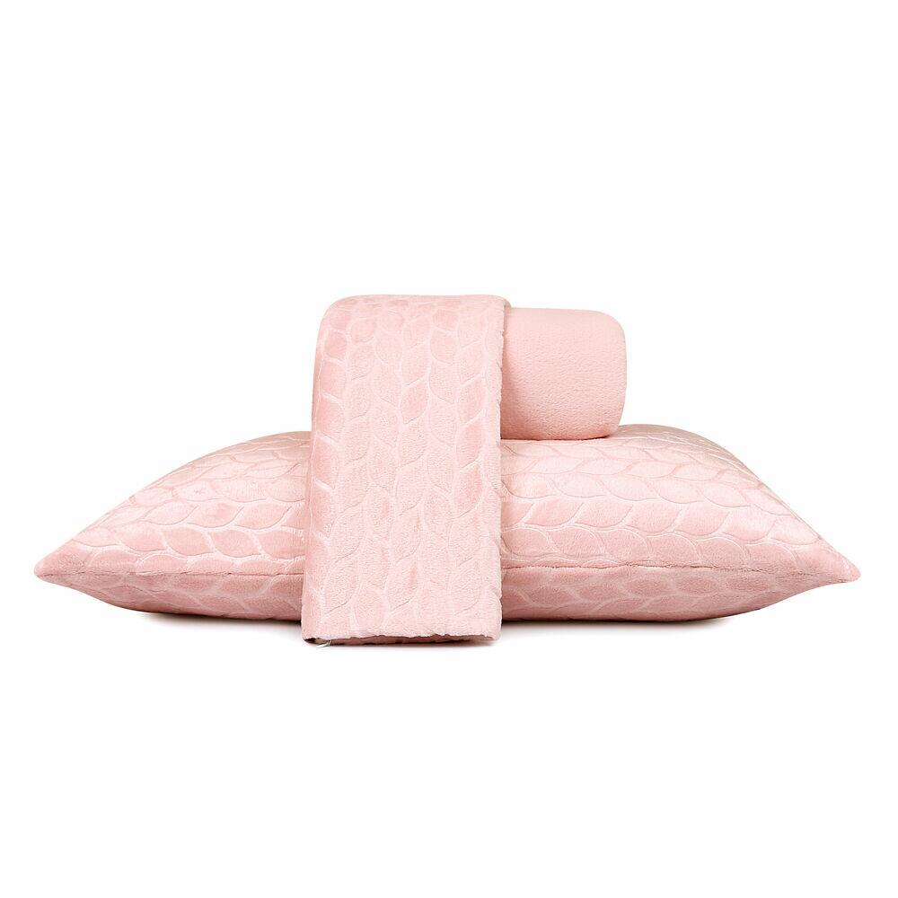 Jogo de Cama Casal 3 Peças Texturizado Rosa Microfibra Atlântica