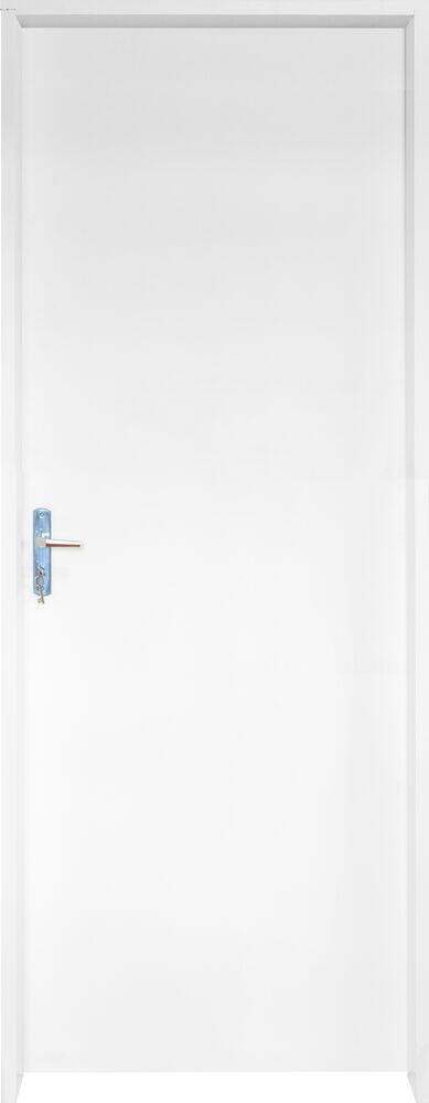Kit Porta de Abrir Madeira HDF Sem Vista Branca 2,13m x 90cm x 14cm Direita Esquerda Grantok