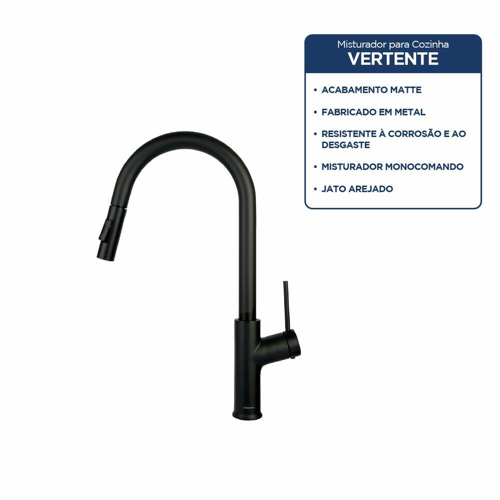 Torneira Misturador Monocomando para Cozinha de Mesa Bica Alta 1/2