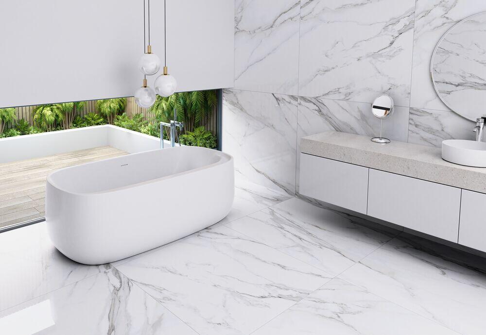 Revestimento Parede Calacata Light White Retificado Acetinado 30x90 Roca