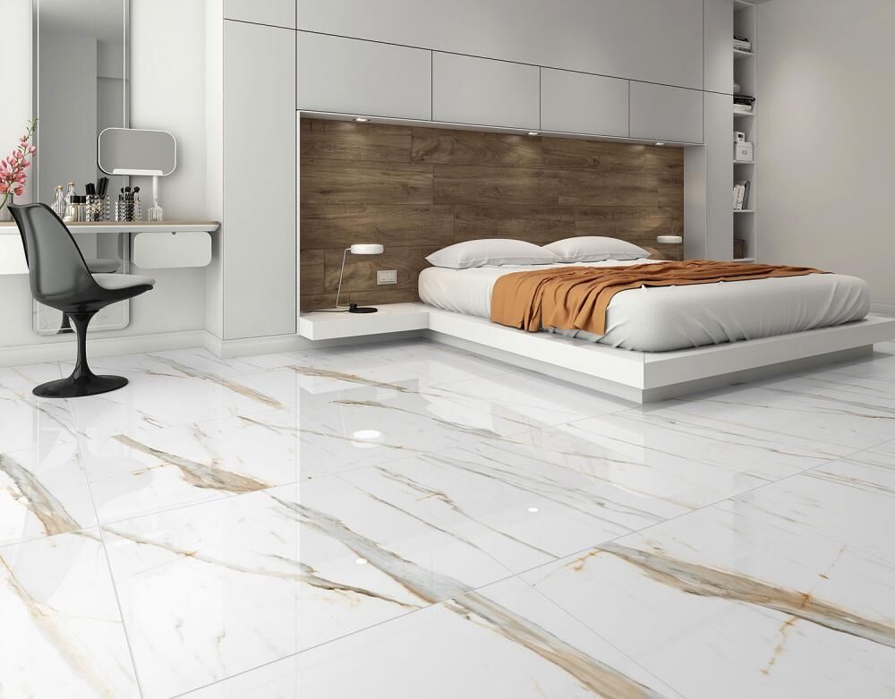 Piso Cerâmico Pudico Mal74090r Branco Carvalho Retificado Polido 74x74 Incefra