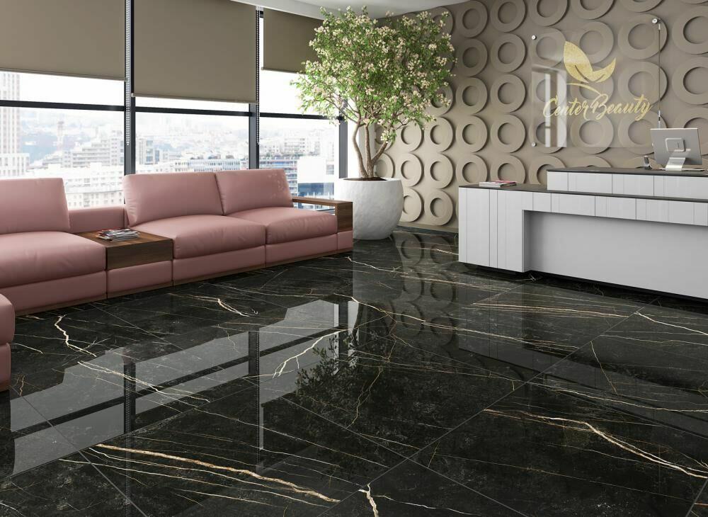 Piso Cerâmico Saturno Mal74070r Dourado Retificado Polido 74x74 Incefra