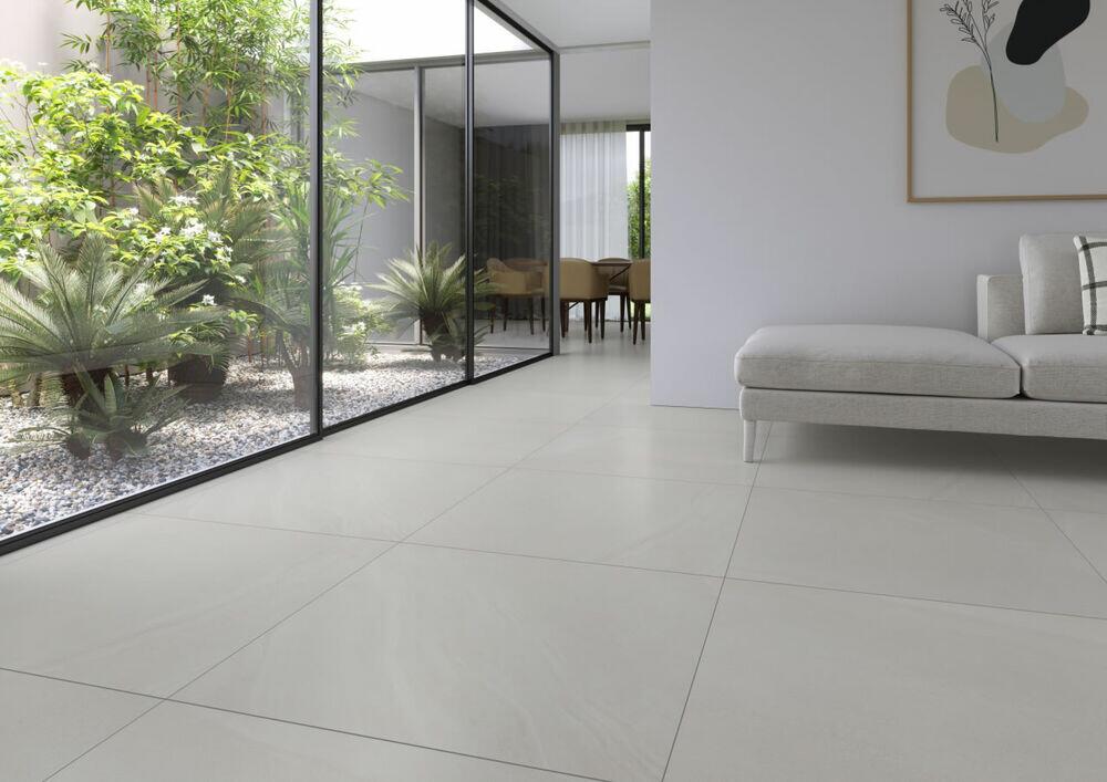 Porcelanato Khali Off White Retificado Acetinado 90x90 Classe C Eliane