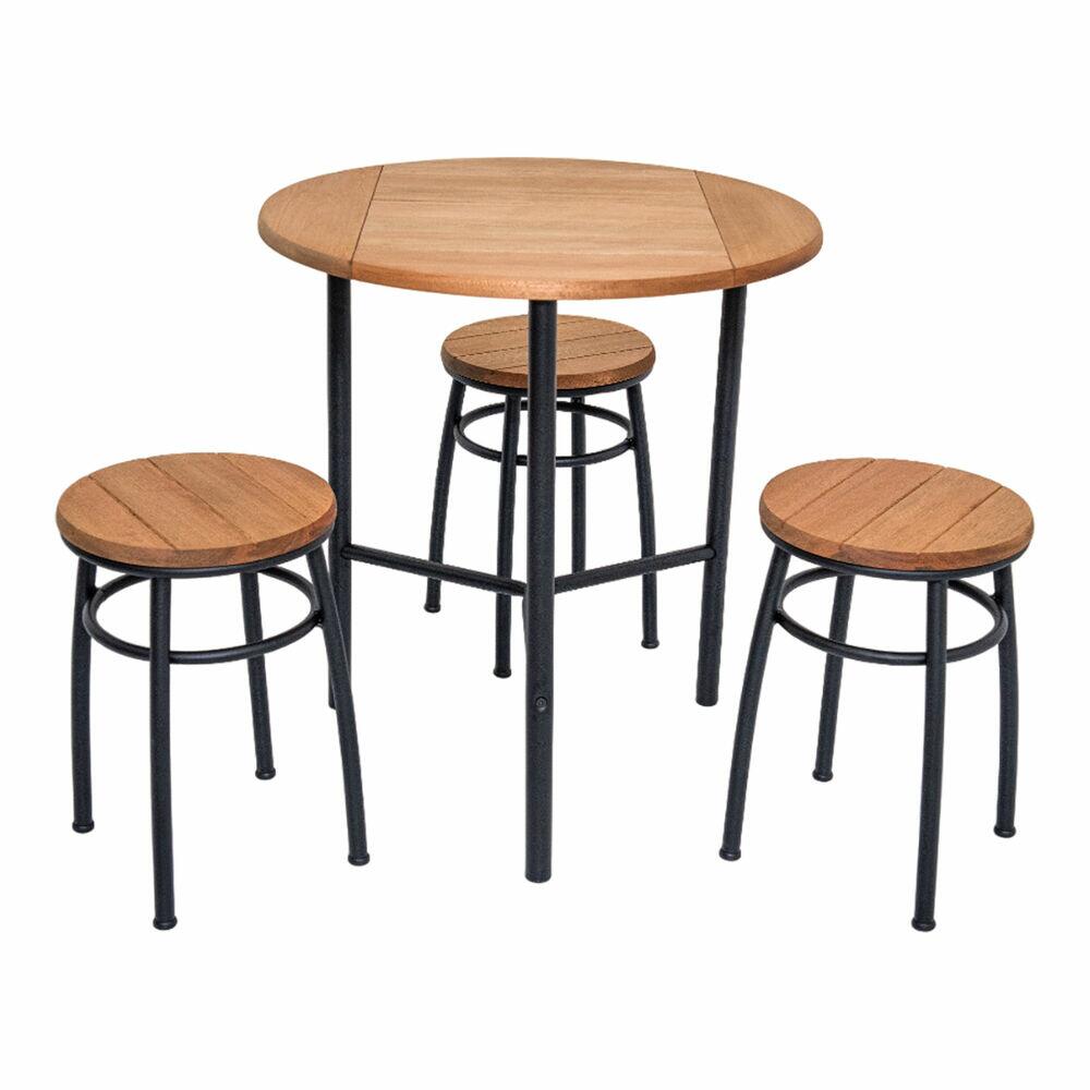 Conjunto Mesa e Bancos 4 Peças Fenix Madeira Jatobá Metalnew