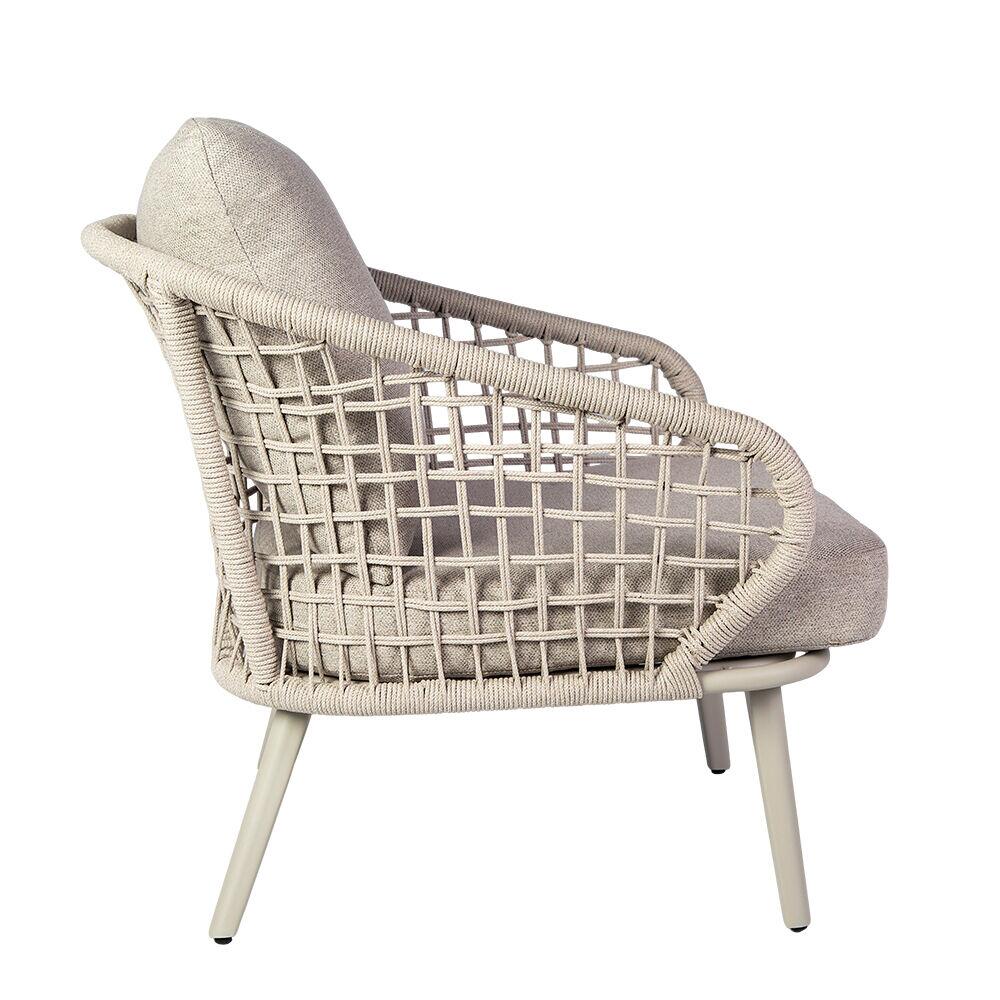 Conjunto de Jardim Brava Alumínio Cinza Mesa e Poltronas 3 Peças Fascino