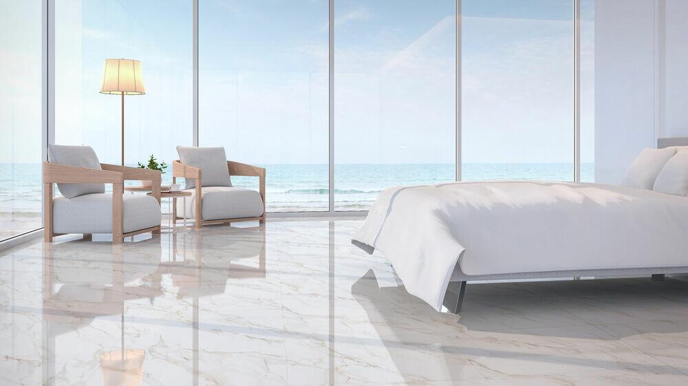 Piso Cerâmico Marmo Douro Branco/cinza Retificado Polido 82x82 Ilhabella