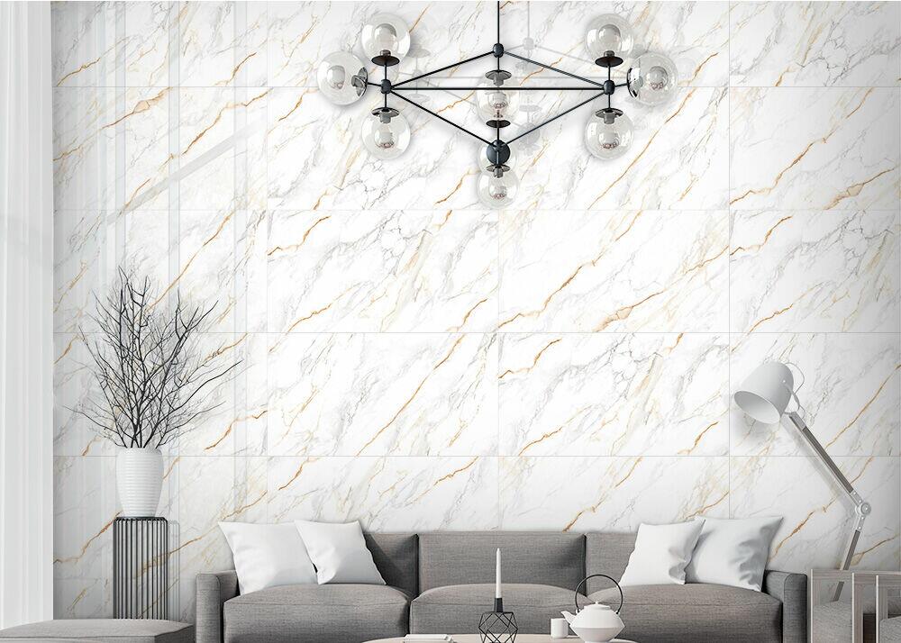 Piso Cerâmico Oro Realle Branco Cinza Retificado Brilhante 61x116 Ilhabella