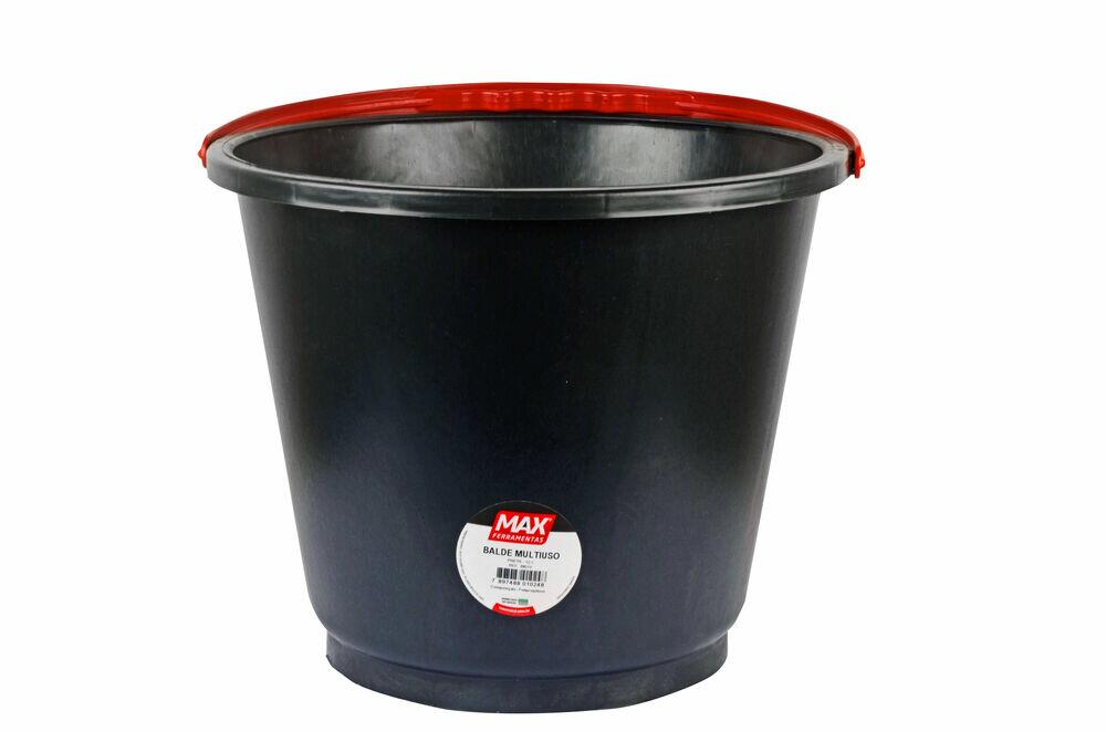 Balde Multiuso 12L Plástico Preto Max Ferramentas