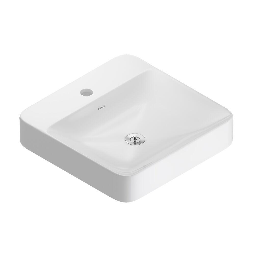 Cuba para Banheiro de Apoio Quadrada 41x44cm Vox Flow Branco Kohler