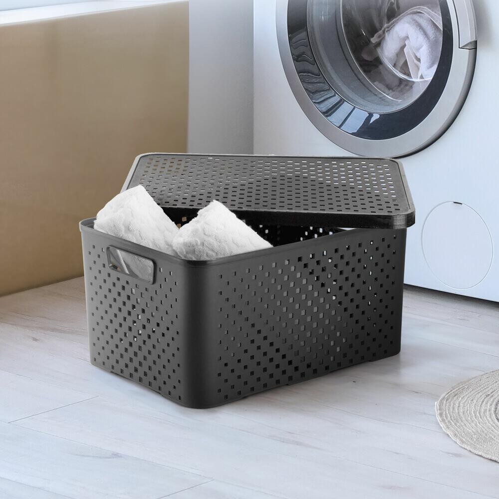 Caixa Quadriculada 16l Preto Dasplast