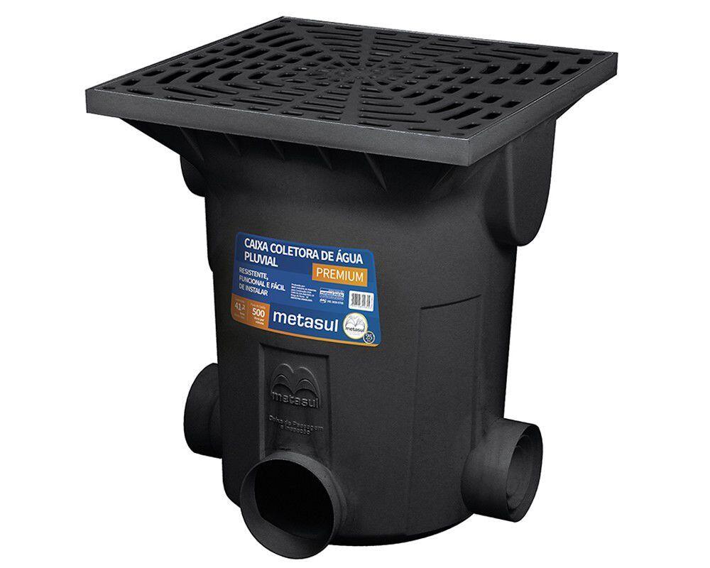 Caixa Agua Pluvial 41,2l Pvc Premium Preto Metasul