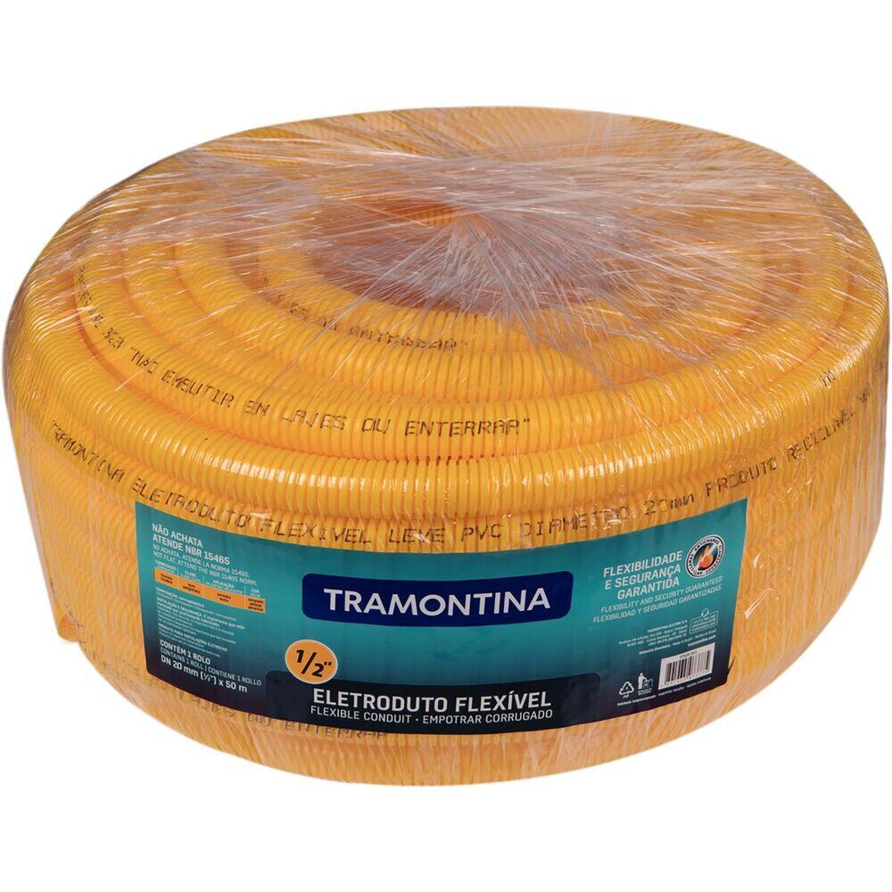 Eletroduto Corrugado 20mm 50 Metros Amarelo Tramontina