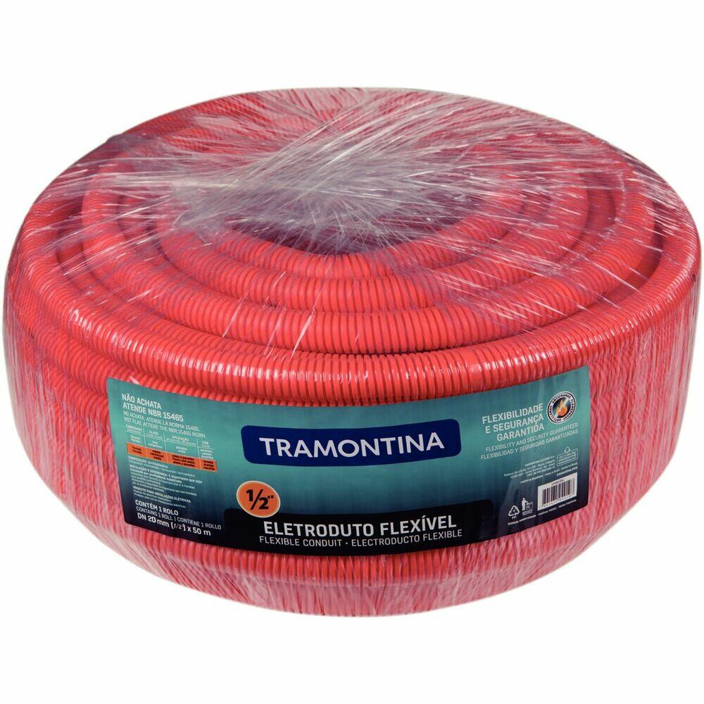 Eletroduto Corrugado 20mm 50 Metros Laranja Tramontina