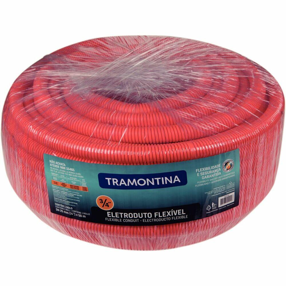 Eletroduto Corrugado 25mm 50 Metros Laranja Tramontina