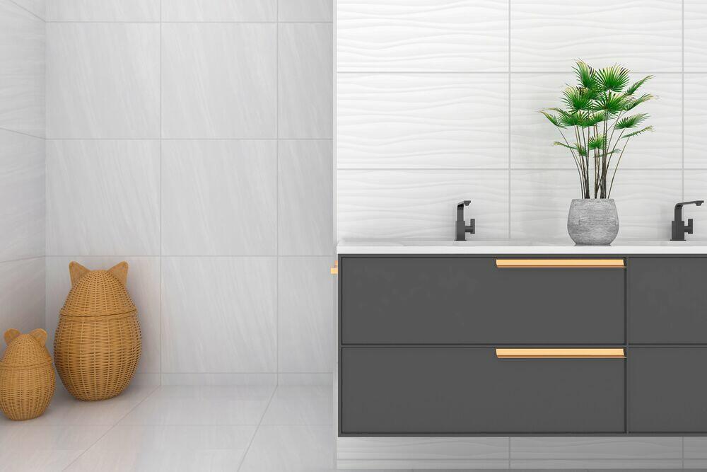 Piso Cerâmico Relevo Onda Branco Bold Brilhante 32x58 Incopisos
