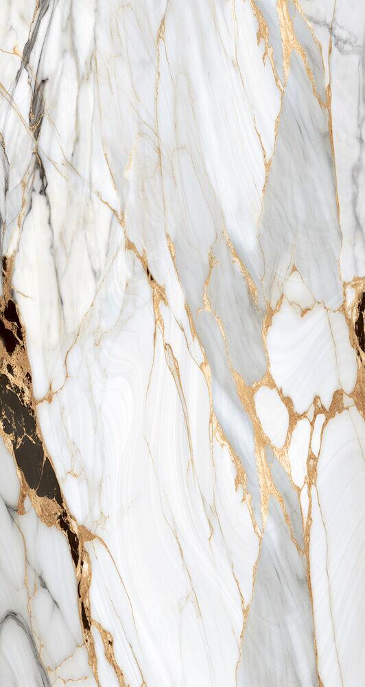 Piso Cerâmico Damasco Cinza Marmorizado Retificado Brilhante 61x116 Ilhabella