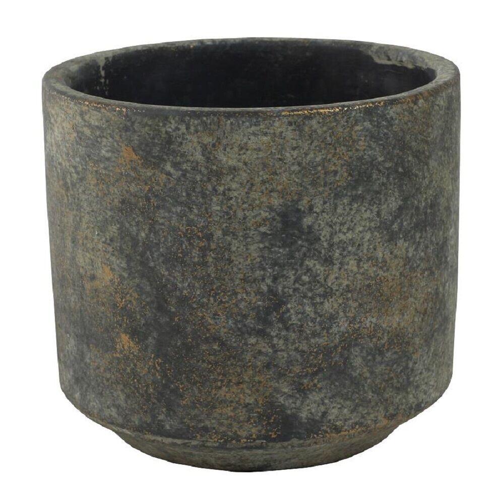 Vaso Saar Cachepo Preto Dourado 14x14x13cm TS Brasil