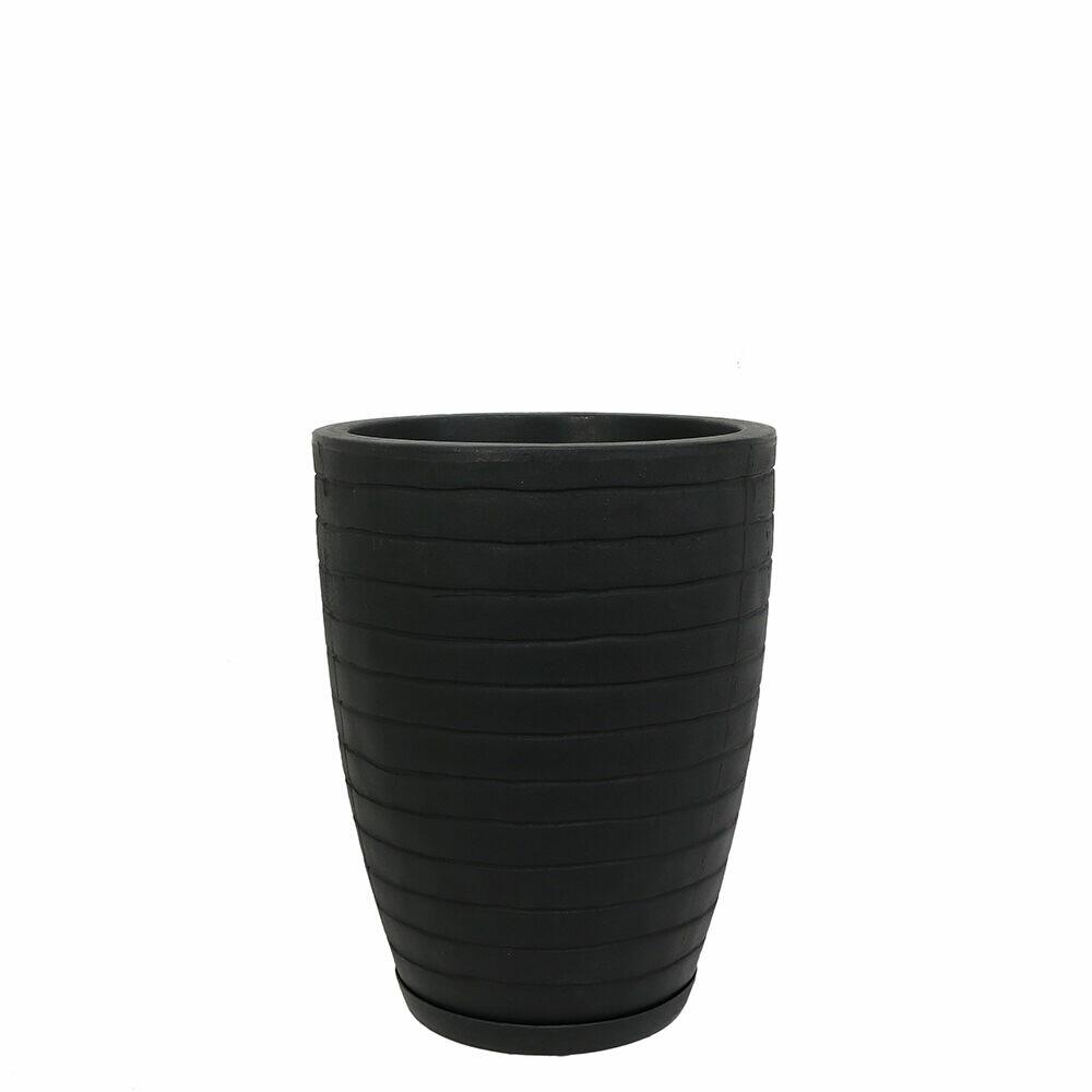 Vaso Plástico Relevo Preto 30x40cm Vasart