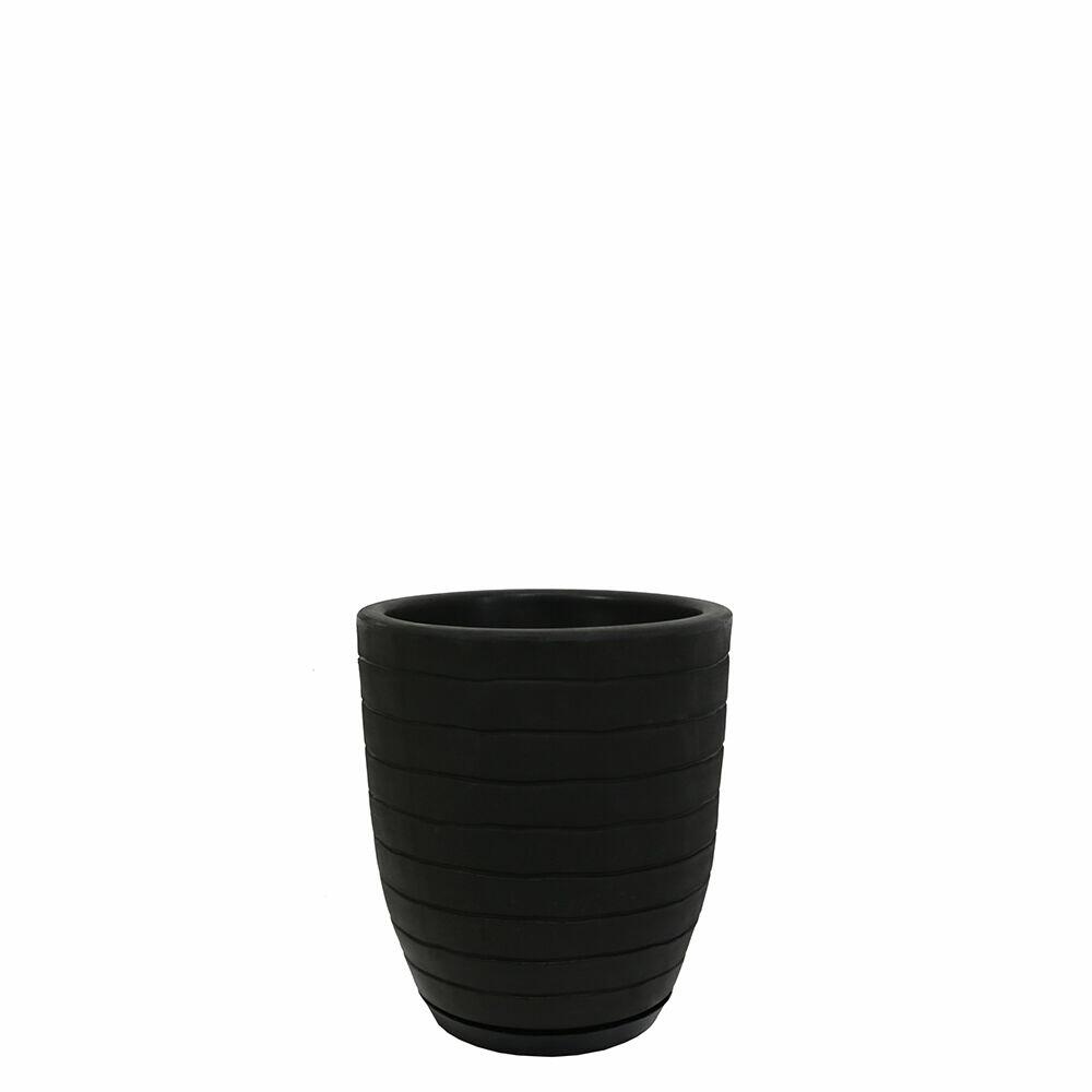 Vaso Plástico Relevo Preto 24x28cm Vasart