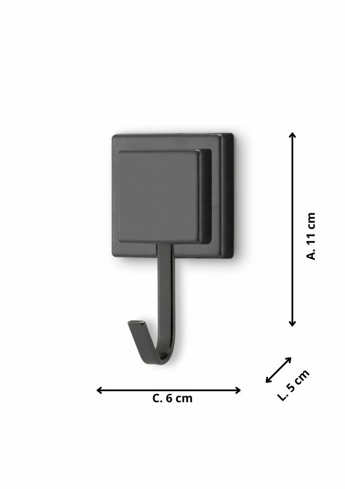 Gancho Adesivo Piatina Black 6cmx5cm Arthi