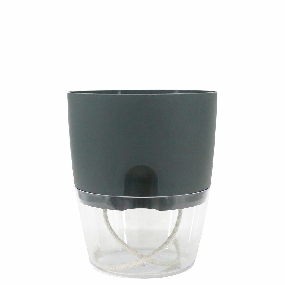 Vaso Auto irrigável Acqua Grafite 12x14cm Vasart