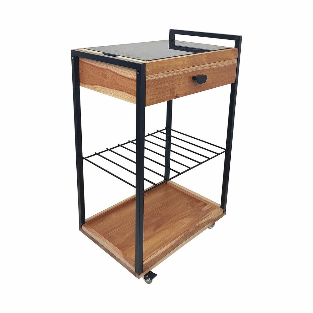 CARRINHO P/CHURRASCO 37,4CM X 80CM KOPER MADEIRA COM GAVETA