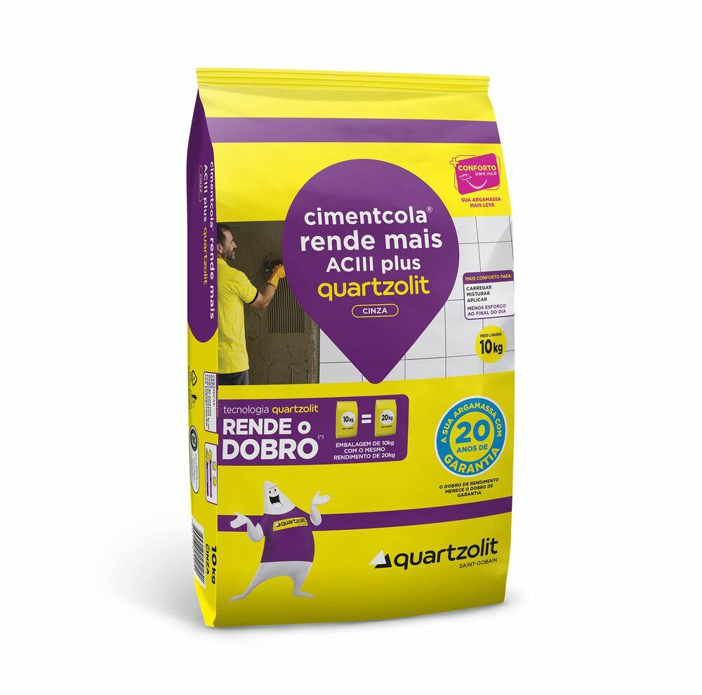 Argamassa 10kg Ac-3 Rende Mais Interno Externo Cinza Quartzolit