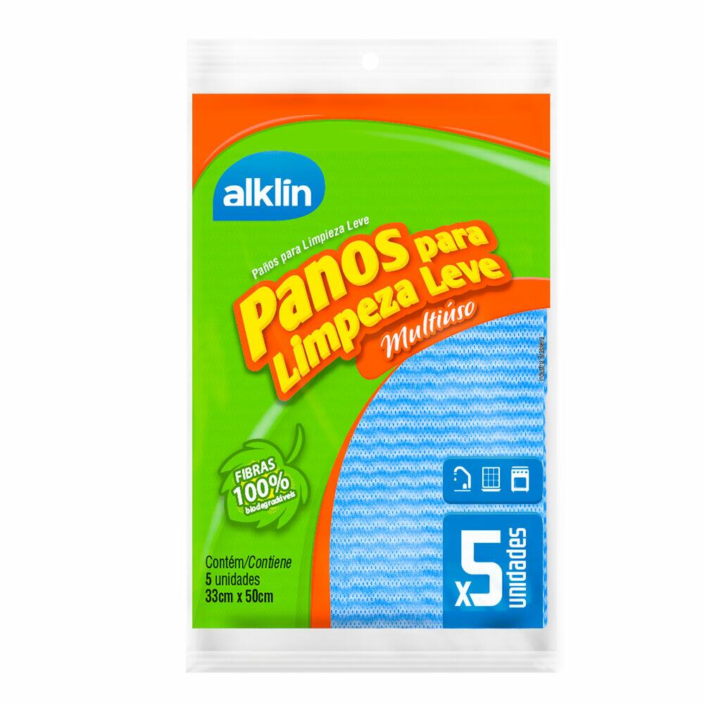Pano de Limpeza Com 5 Unidades Azul Claro Com Listras 33x50cm Alklin