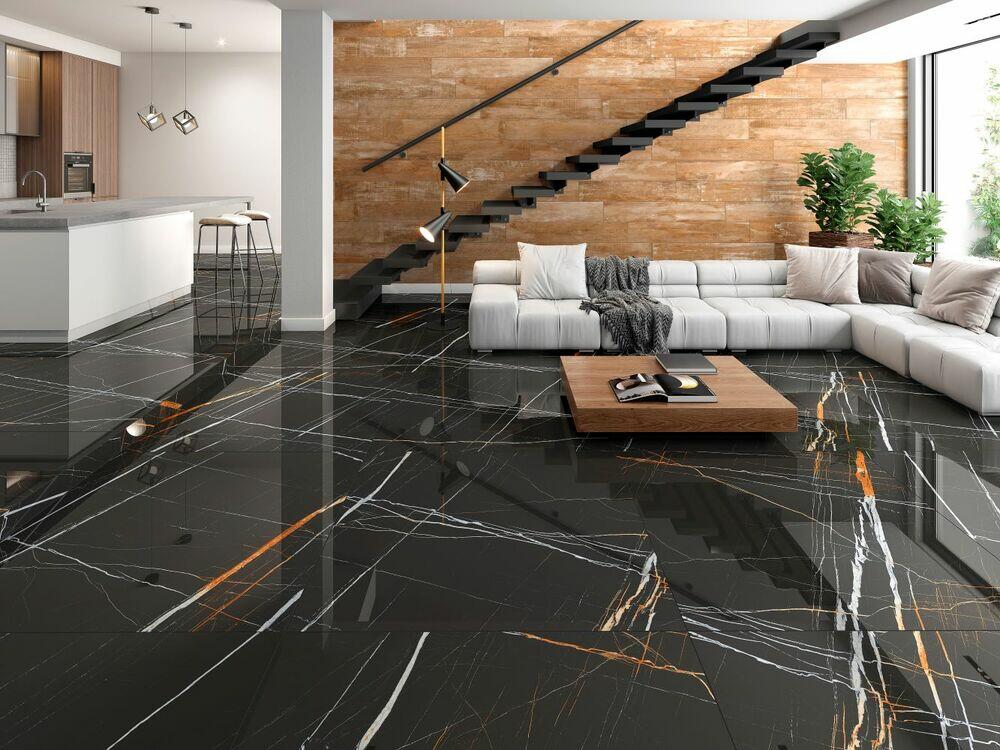 Porcelanato Sahara Preto Retificado Polido 62x121cm Damme