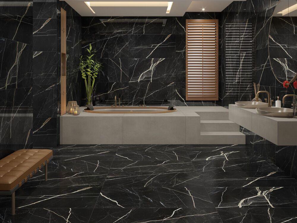 Porcelanato Nero Levanto Preto Retificado Polido 62cmx1,21m Damme
