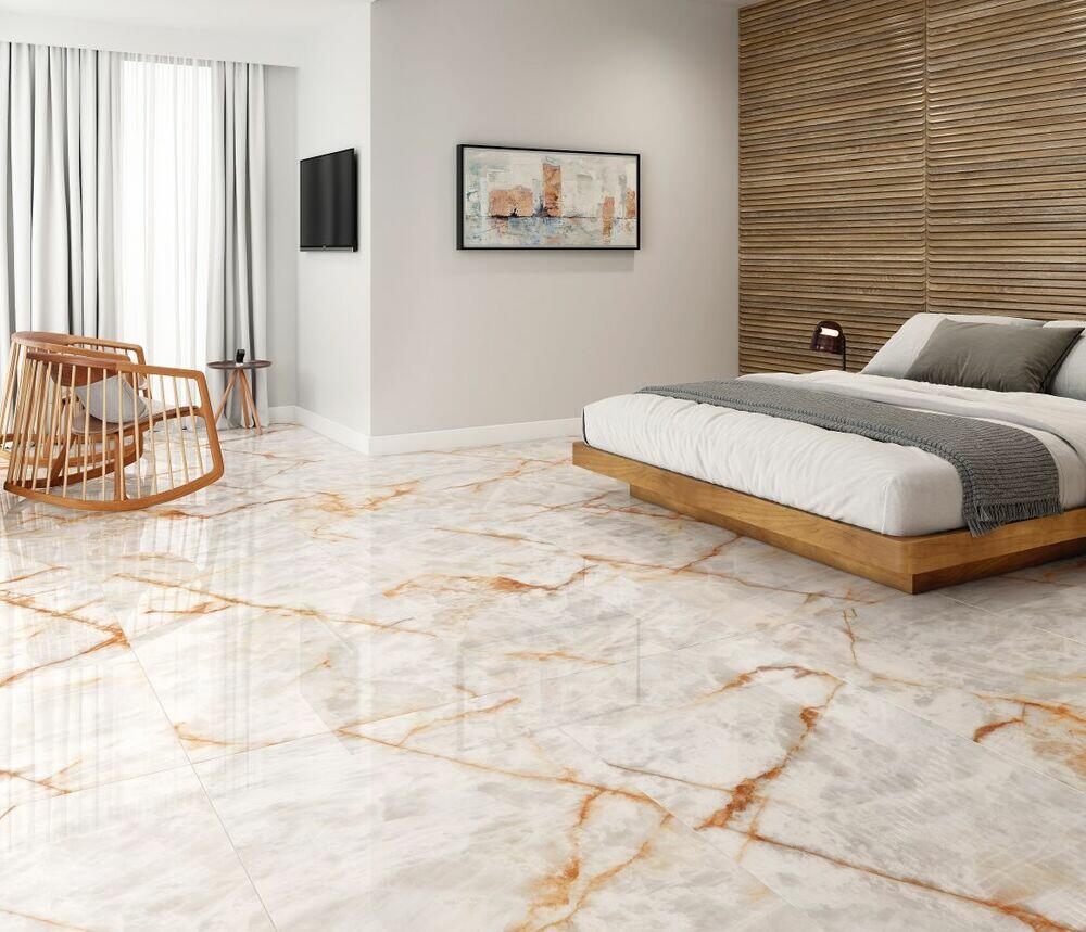 Porcelanato Polido 62x121cm Iris Bege Retificado Extra Damme