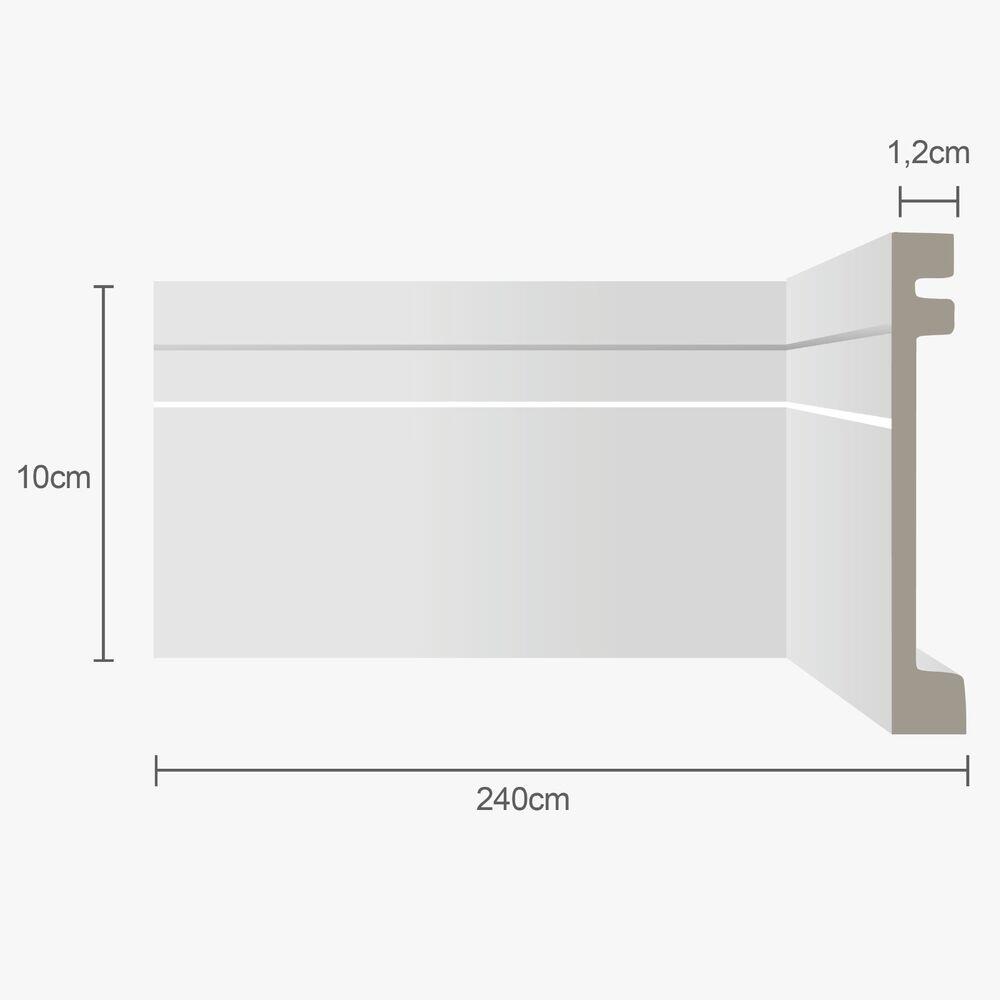 Moldura Rodapé Ecopremium Frisado Branco 2,4mx10cm EcomexBrasil