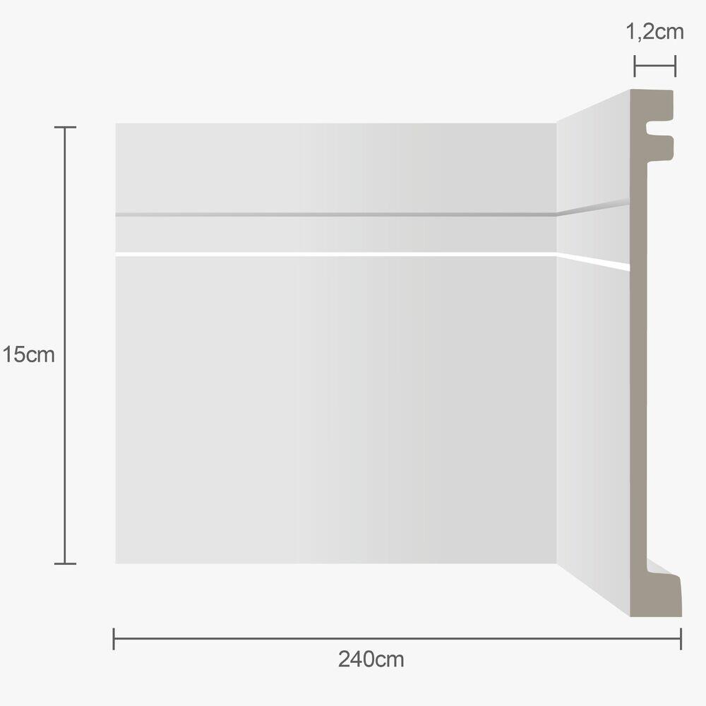 Moldura Rodapé Ecopremium Frisado Branco 2,4mx15cm Ecomex Brasil
