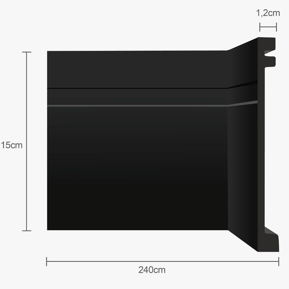 Moldura Rodapé Ecopremium Frisado Preto 2,4mx15cm Ecomex Brasil