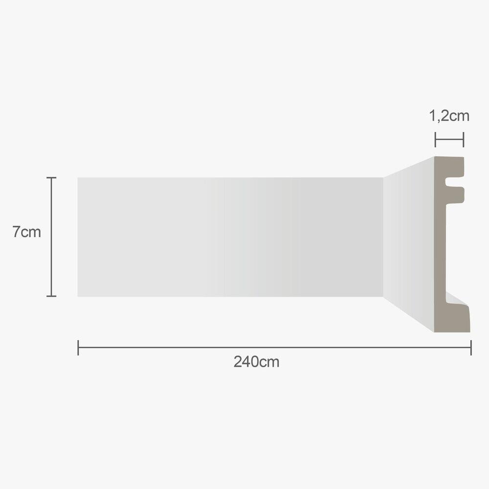Moldura Rodapé 2,4m x 7cm Ecopremium Liso Branco Ecomex