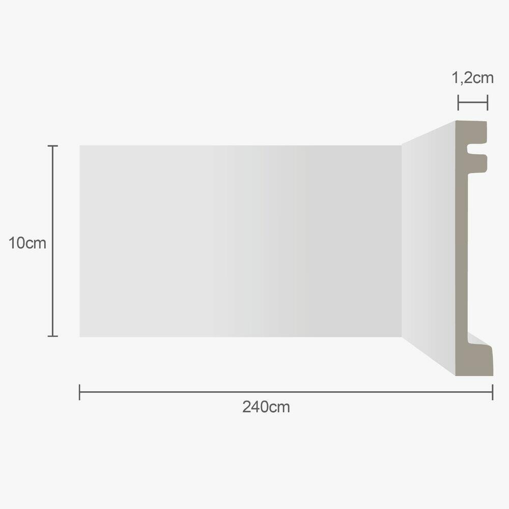 Moldura Rodapé 2,4m x 10cm Ecopremium Liso Branco Ecomex