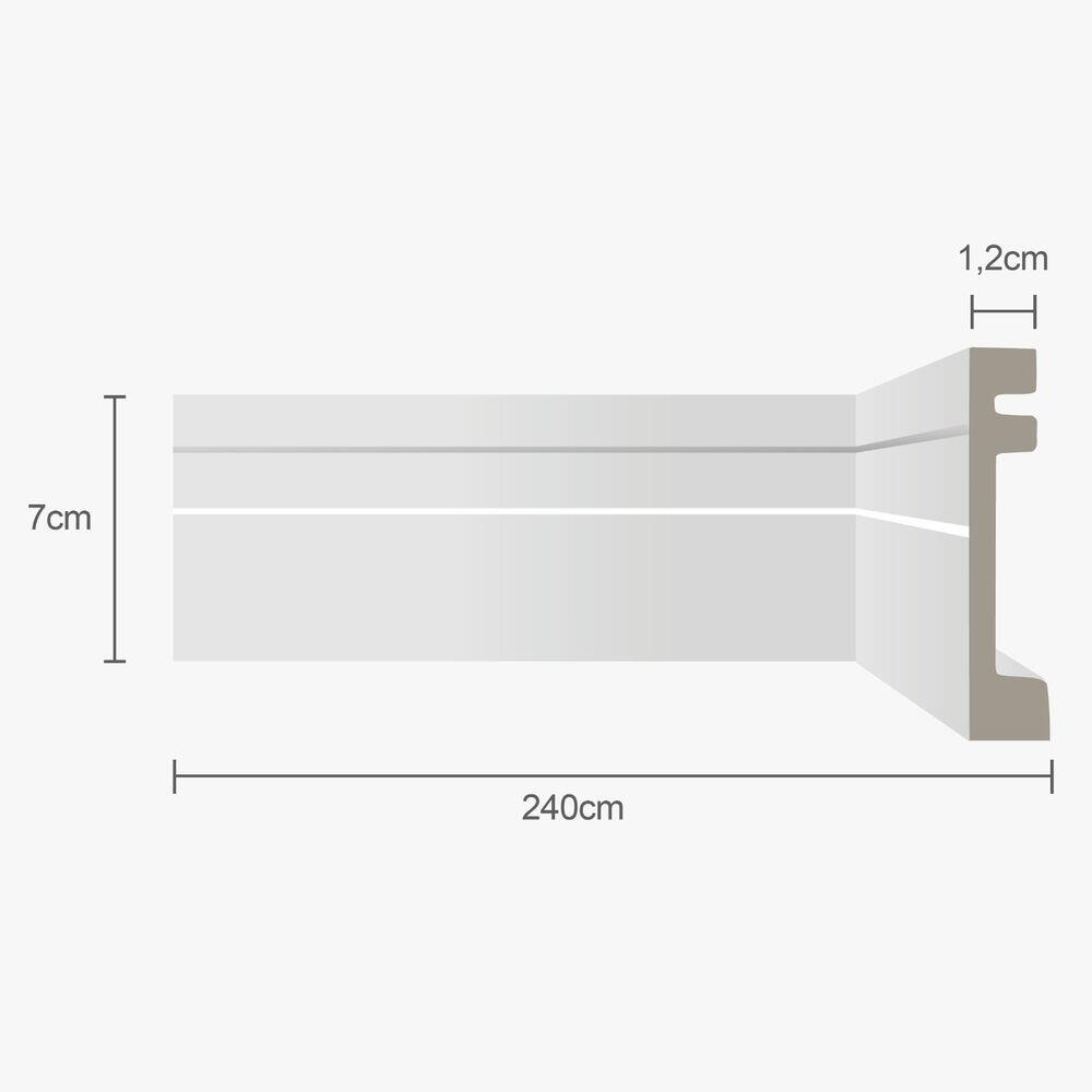 Moldura Rodapé Ecopremium Frisado Branco 2,4mx7cm Ecomex Brasil