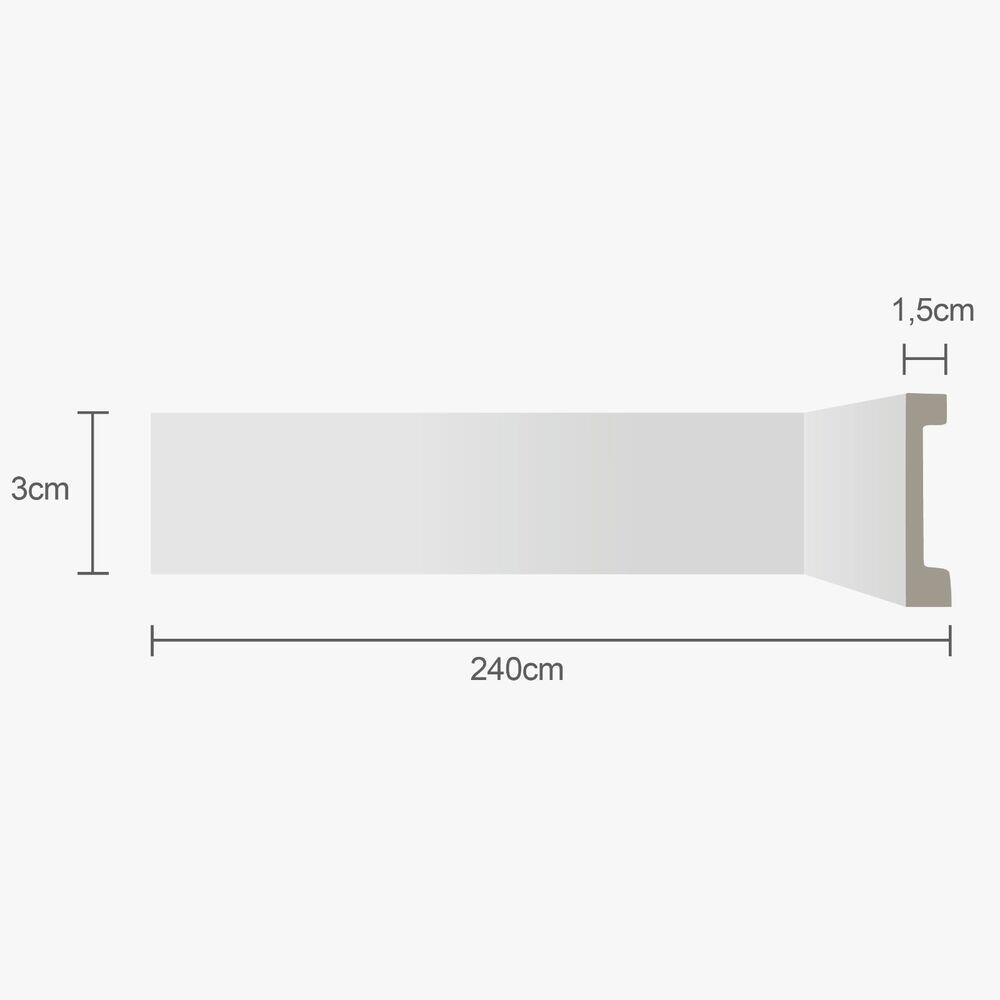 Kit Moldura Rodapé 2,4M X 3CM Ecopremium Liso Branco 4pcs Ecomex Brasil