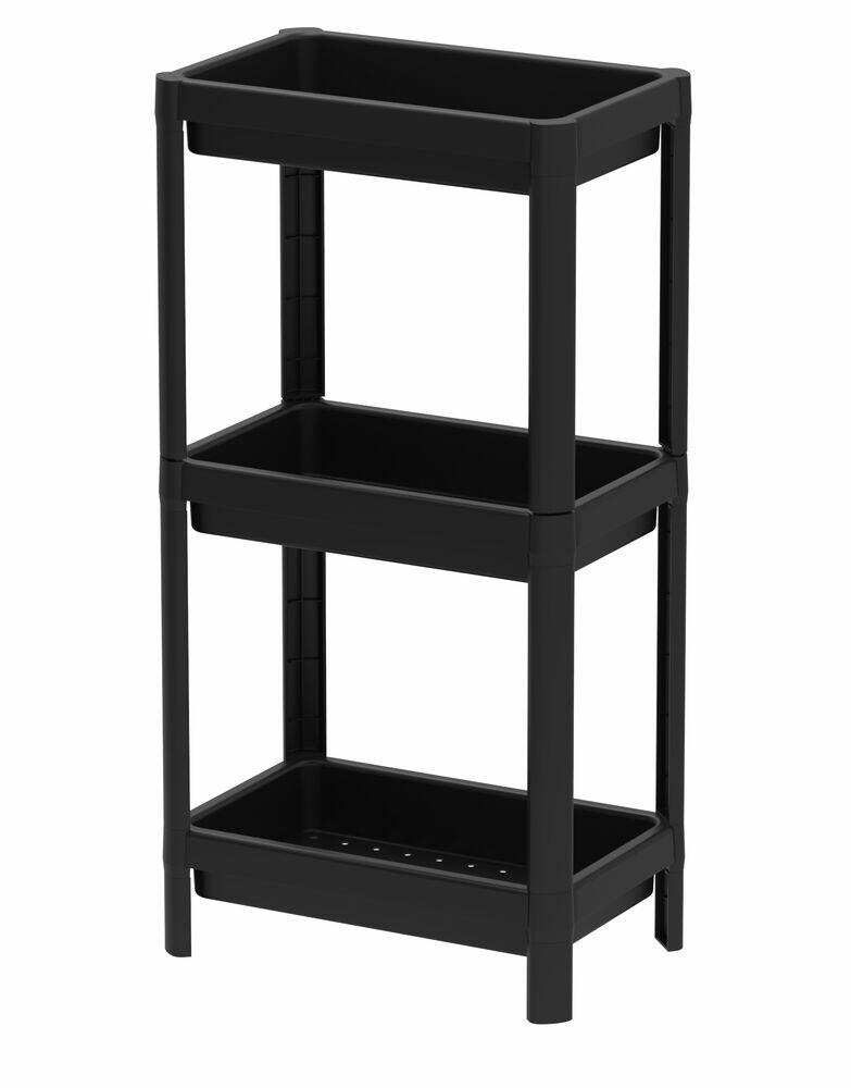 Estante Plástico 3 Prateleiras Geo Base Preto 76,5x36x23 Grifit