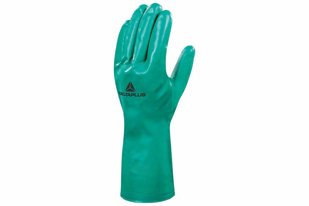 Luva de Borracha Nitrilica Com Forro 33cm Verde Delta Plus Brasil