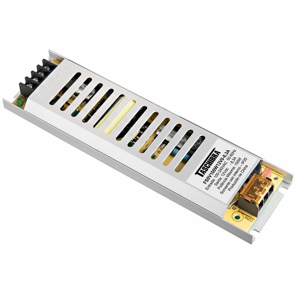 Driver para Fita Led 100w Chaveada Slim Metal Autovolt Taschibra