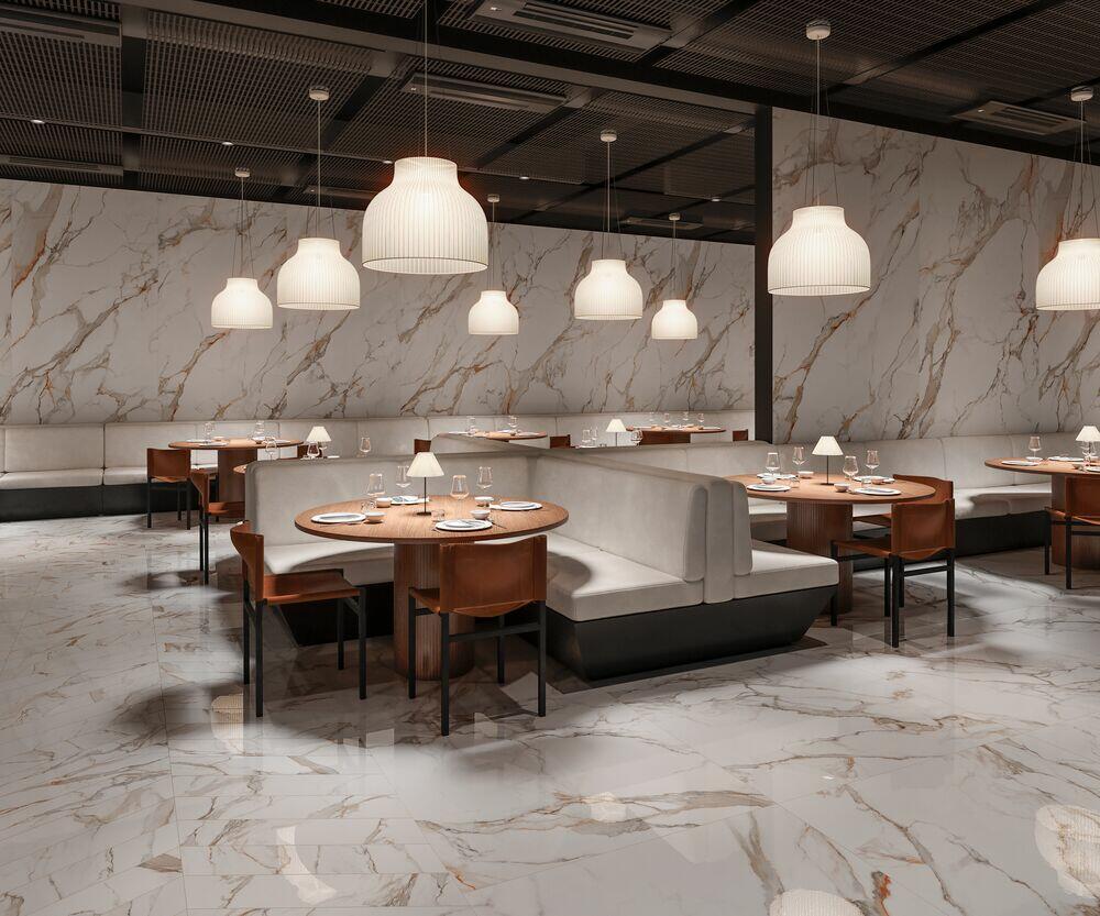 Porcelanato Calacatta Oro Branco Retificado Acetinado 60x120cm Incepa