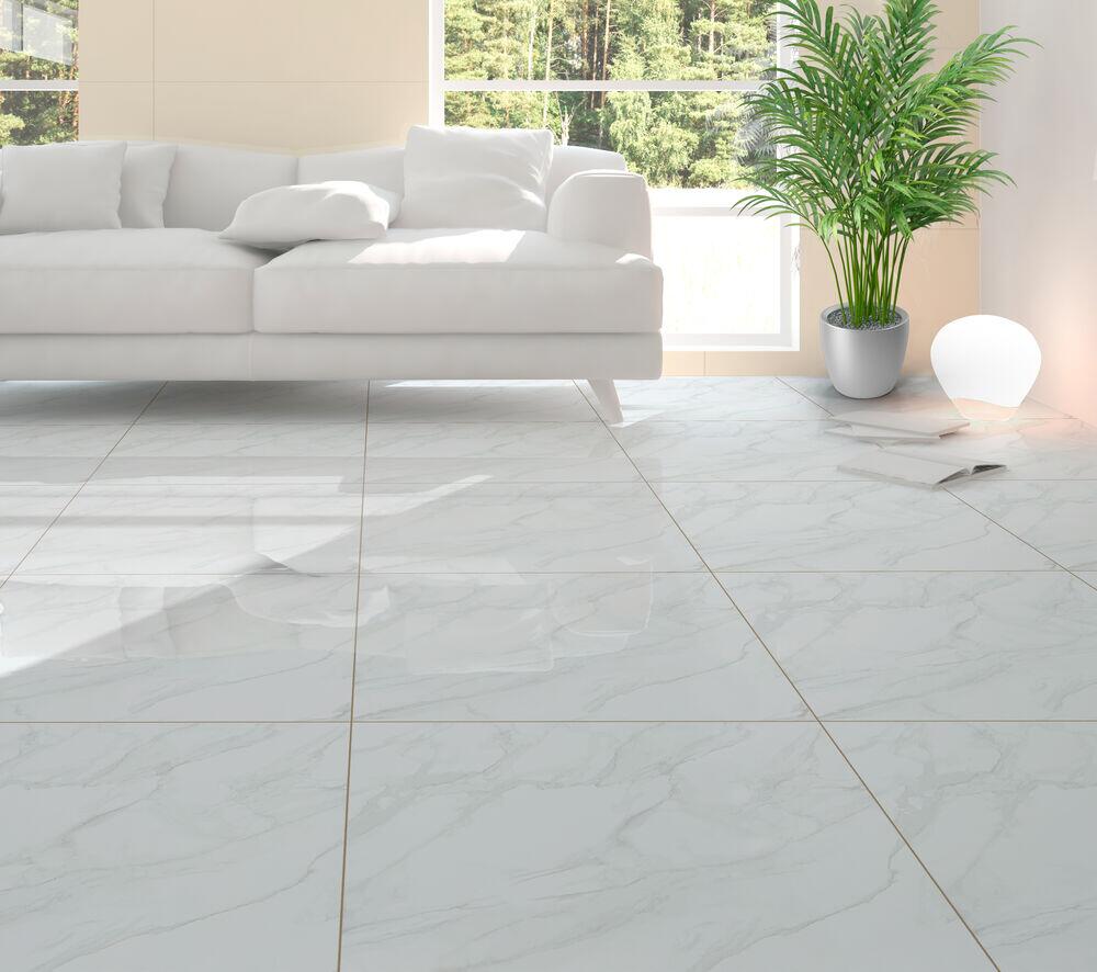 Piso Cerâmico Pr70871 Marmorizado Branco/bege Retificado Polido 70x70cm Ilhabella