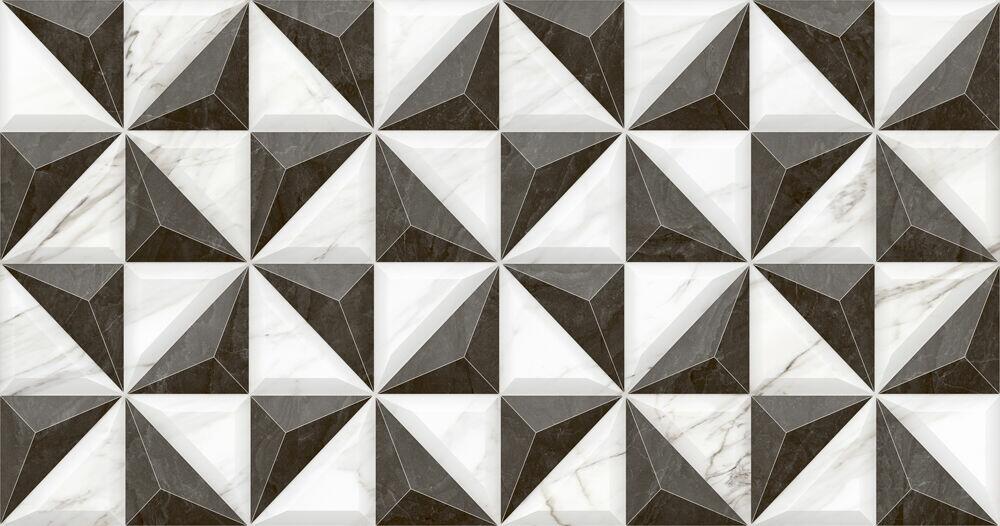 Piso Cerâmico Pr40601 Preto/branco Retificado Brilhante 40x75cm Ilhabella